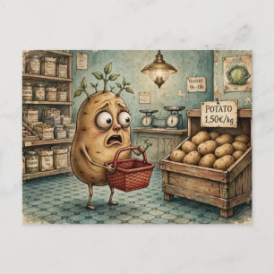 lustige anthropomorphe Kartoffel findet Gemüse  Postkarte