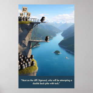 Lustige Anthropomorphe Springende Lemminge 3D Kuns Poster