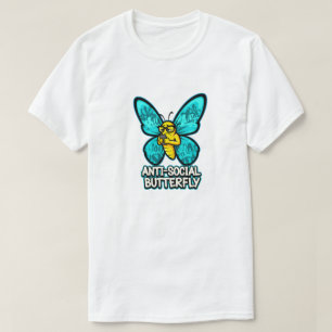 Lustige Anti-Soziale Schmetterlings-Cartoon-Handy- T-Shirt