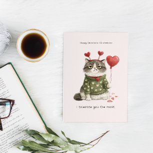 Lustige Anti-Valentins-Katze Ich dulde dich am m Karte