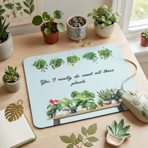 Lustige Aquarell-Pflanzenliebhaber-Zimmerpflanze Mousepad