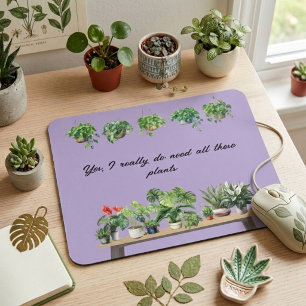 Lustige Aquarell-Veilchen-Pflanzenliebhaber-Zimmer Mousepad