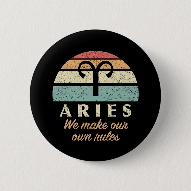 Lustige Aries-Sternzeichen-Regeln Button (Vorderseite)