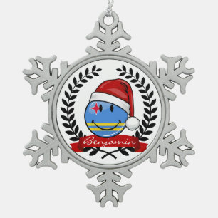 Lustige Aruba-Flaggen-Weihnachtsart Schneeflocken Zinn-Ornament