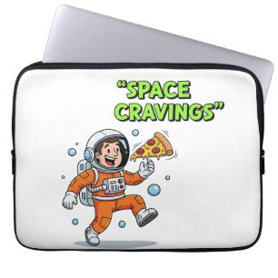 Lustige Astronaut isst Pizza-Illustration mit Laptopschutzhülle