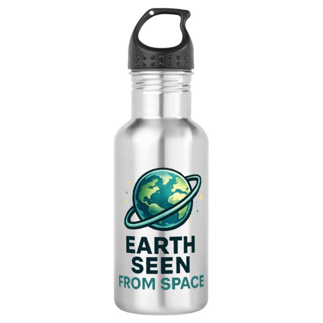 Lustige Astronaut Planeten Edelstahlflasche (Vorderseite)