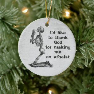 Lustige atheistische Skelett betendes Keramik-Orna Keramik Ornament