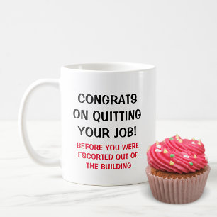 Lustige Aufgabe, bevor sie ihren Mitarbeiter verla Kaffeetasse