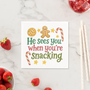 Lustige Aufschrift Sieht dich beim Snacken zu Weih Serviette