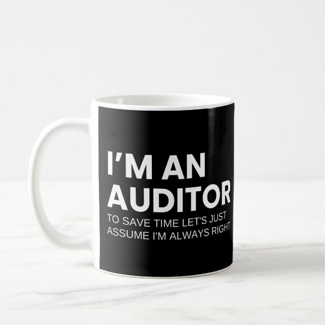Lustige Aussage zur Arbeit des Prüfers Kaffeetasse (Links)