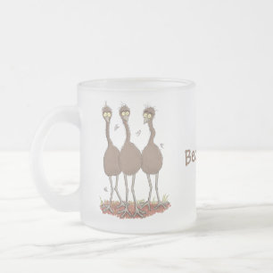 Lustige australische Emu-Trio-Cartoon-Illustration Mattglastasse
