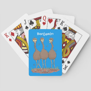 Lustige australische Emu-Trio-Cartoon-Illustration Spielkarten