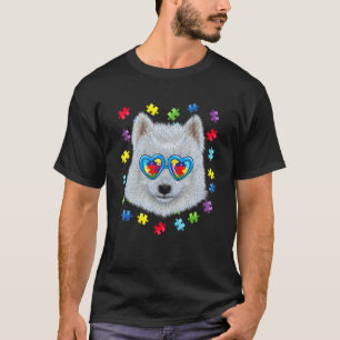 Lustige Autismus American Eskimo Hund Puzzle Sonne T-Shirt