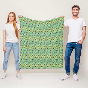 Lustige Avocado-Hälfte Greenery-Muster Fleecedecke