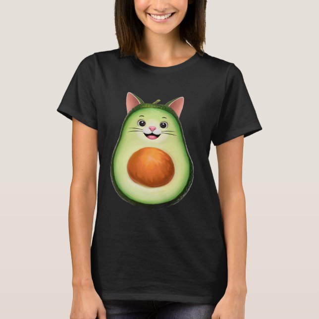 Lustige Avocado-Katze T-Shirt (Vorderseite)