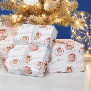 Lustige Babys-Fotocollage mit süßen Zitaten Weihna Geschenkpapier