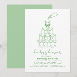 Lustige Babyshower-Einladung mit Champagner-Turm a Einladung