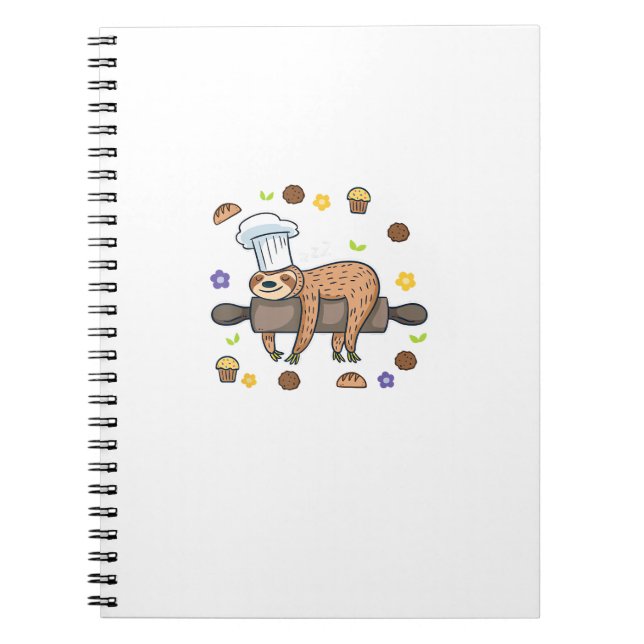 Lustige Backgeschenke - Faultier Bäcker Cupcake Li Notizblock (Vorderseite)