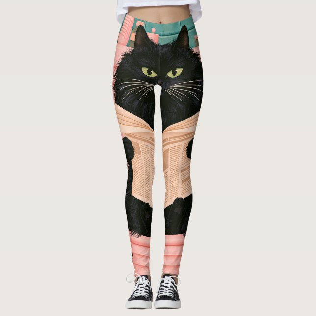 Lustige Badezimmer-Schwarze Katze  Leggings (Vorderseite)
