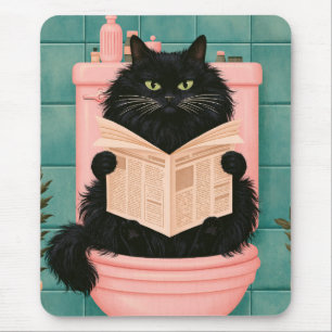 Lustige Badezimmer-Schwarze Katze  Mousepad