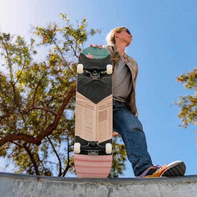 Lustige Badezimmer-Schwarze Katze  Skateboard (Außenbereich 1)