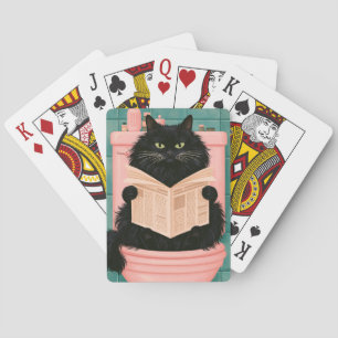 Lustige Badezimmer-Schwarze Katze  Spielkarten