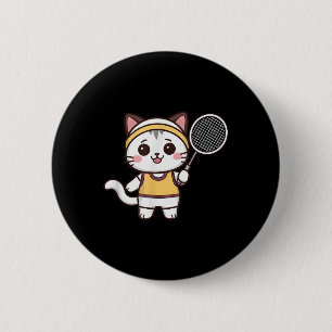Lustige Badminton-Katze Frauen Mädchen Badminton-S Button