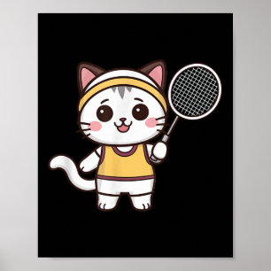 Lustige Badminton-Katzendamen Mädchen Badminton-Sp Poster