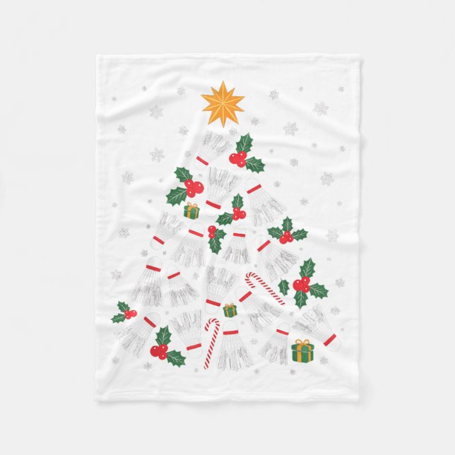 Lustige Badminton-Weihnachtsbaumlichter Santa Männ Fleecedecke (Vorderseite)