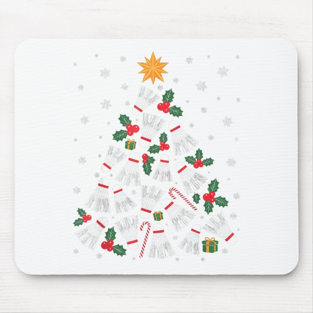 Lustige Badminton-Weihnachtsbaumlichter Santa Männ Mousepad (Vorne)