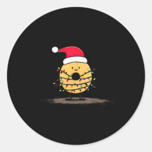 Lustige Bagel-Weihnachtsgrafik-Lichterliebhaber  Runder Aufkleber