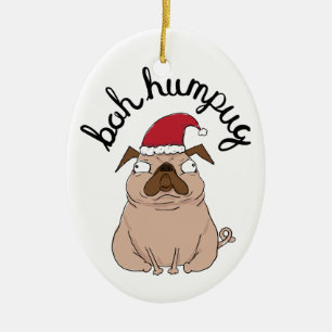 Lustige Bah Humpug Sankt Mops-Weihnachtsverzierung Keramikornament