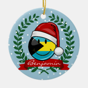Lustige Bahamas-Flaggen-Weihnachtsart Keramikornament