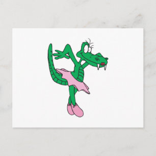 lustige Ballerina Alligator Postkarte