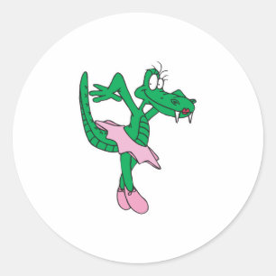 lustige Ballerina Alligator Runder Aufkleber