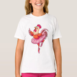 Lustige Ballerina-Huhn-Cartoon süß Tanzend Rosa  T-Shirt