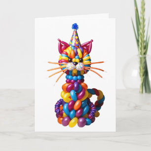 Lustige Ballonkatze Kunst Bunte Tier Humor Karte