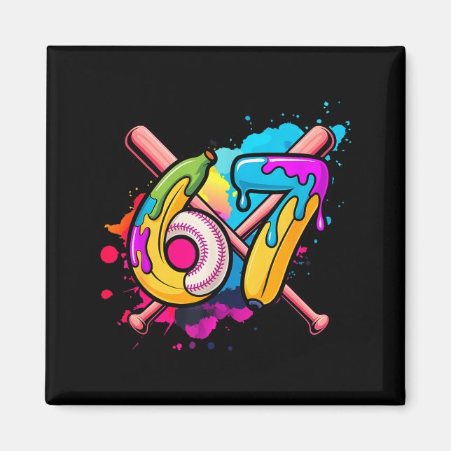 Lustige Banane Baseball 67 Eis Drip Meme  Magnet (Vorne)
