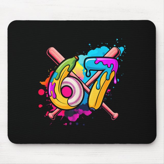Lustige Banane Baseball 67 Eis Drip Meme  Mousepad (Vorne)