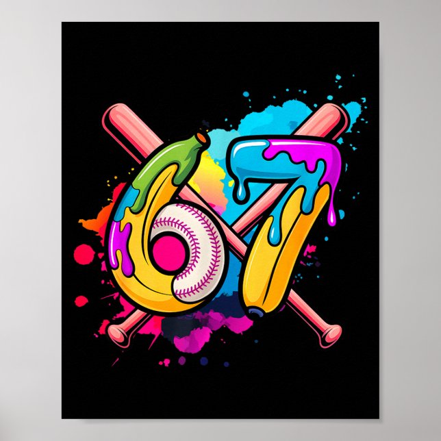 Lustige Banane Baseball 67 Eis Drip Meme  Poster (Vorne)