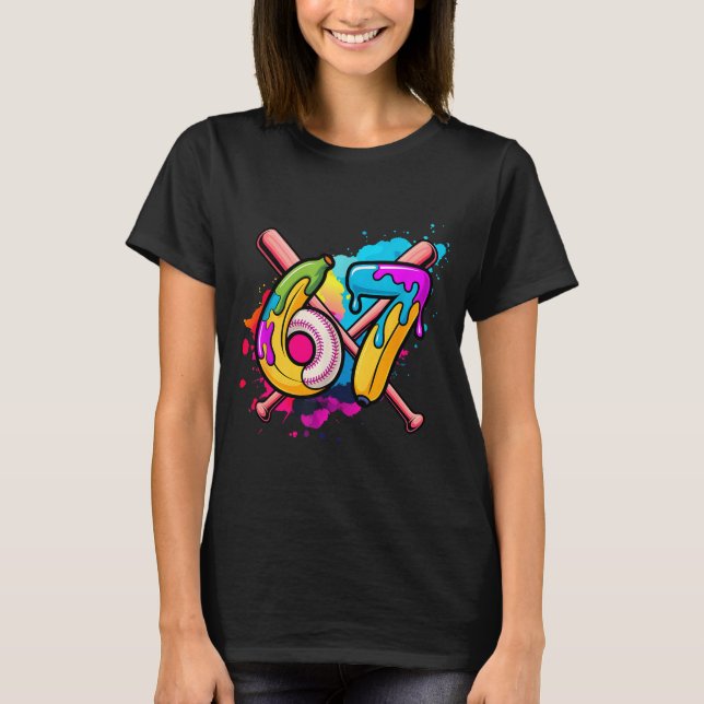 Lustige Banane Baseball 67 Eis Drip Meme  T-Shirt (Vorderseite)