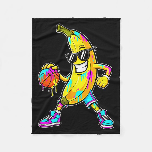 Lustige Banane Basketball Drip Kinder Jugend Junge Fleecedecke (Vorderseite)