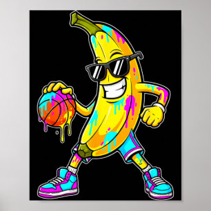 Lustige Banane Basketball Drip Kinder Jugendliche Poster