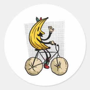 Lustige Banane Biker Cartoon-Design Runder Aufkleber