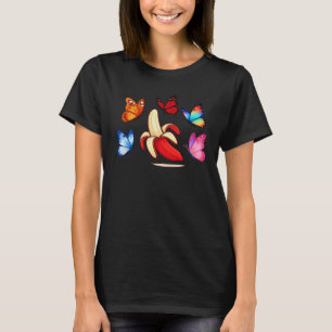Lustige Banane mit lebendigen Schmetterlingen T-Shirt