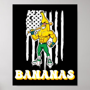Lustige Banane tropft Starke Amerikanische Flagge Poster