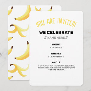 Lustige Banane Wortspiel Party Muster farbenfroh - Einladung