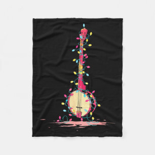 Lustige Banjo-Weihnachtsgrafik Lichterliebhaber Sp Fleecedecke