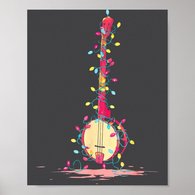 Lustige Banjo-Weihnachtsgrafik Lichterliebhaber Sp Poster (Vorne)