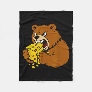 Lustige Bär isst Käse Illustration für Lebensmitte Fleecedecke